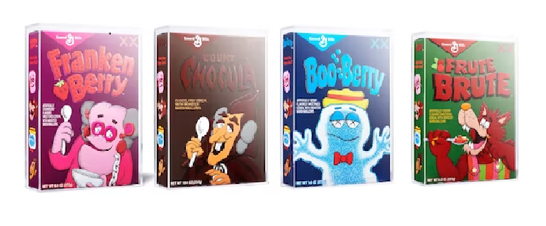 KAWS Monsters Cereal Limited Edition in Acrylic Case 4x Lot KAWS Monsters Cereal Limited Edition in Acrylic Case 4x Lot