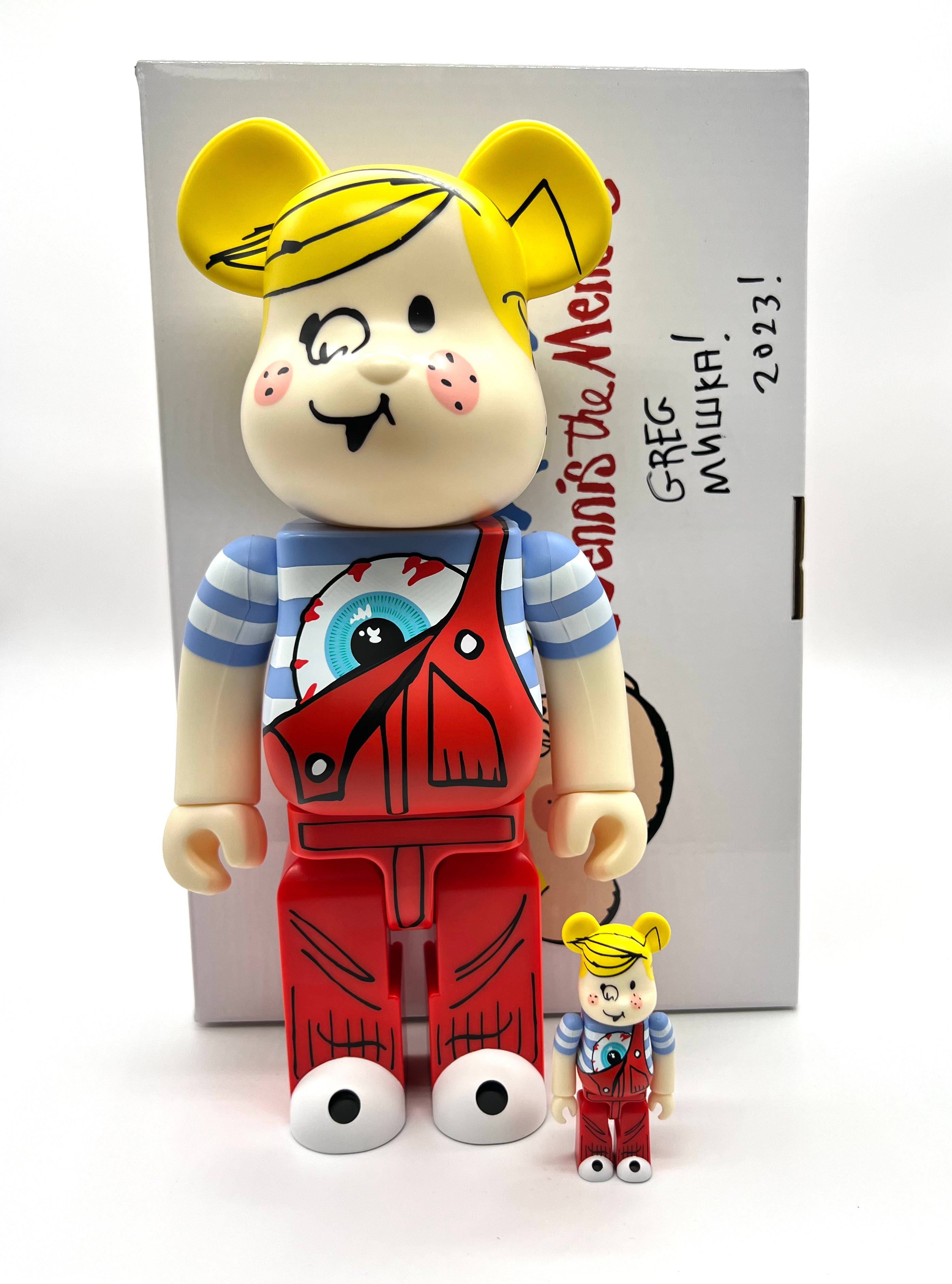 BE@RBRICK MISHKA x DENNIS THE MENACE 400% & 100% SIGNED BY GREG